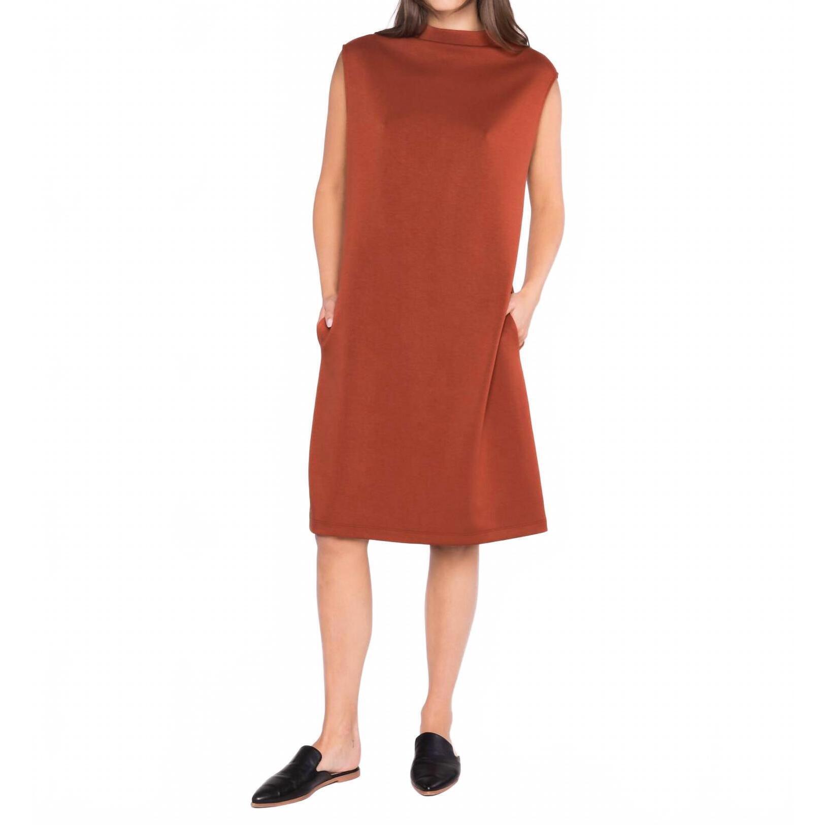New Ripley Rader Scuba Cowl Neck Dress In Rust
